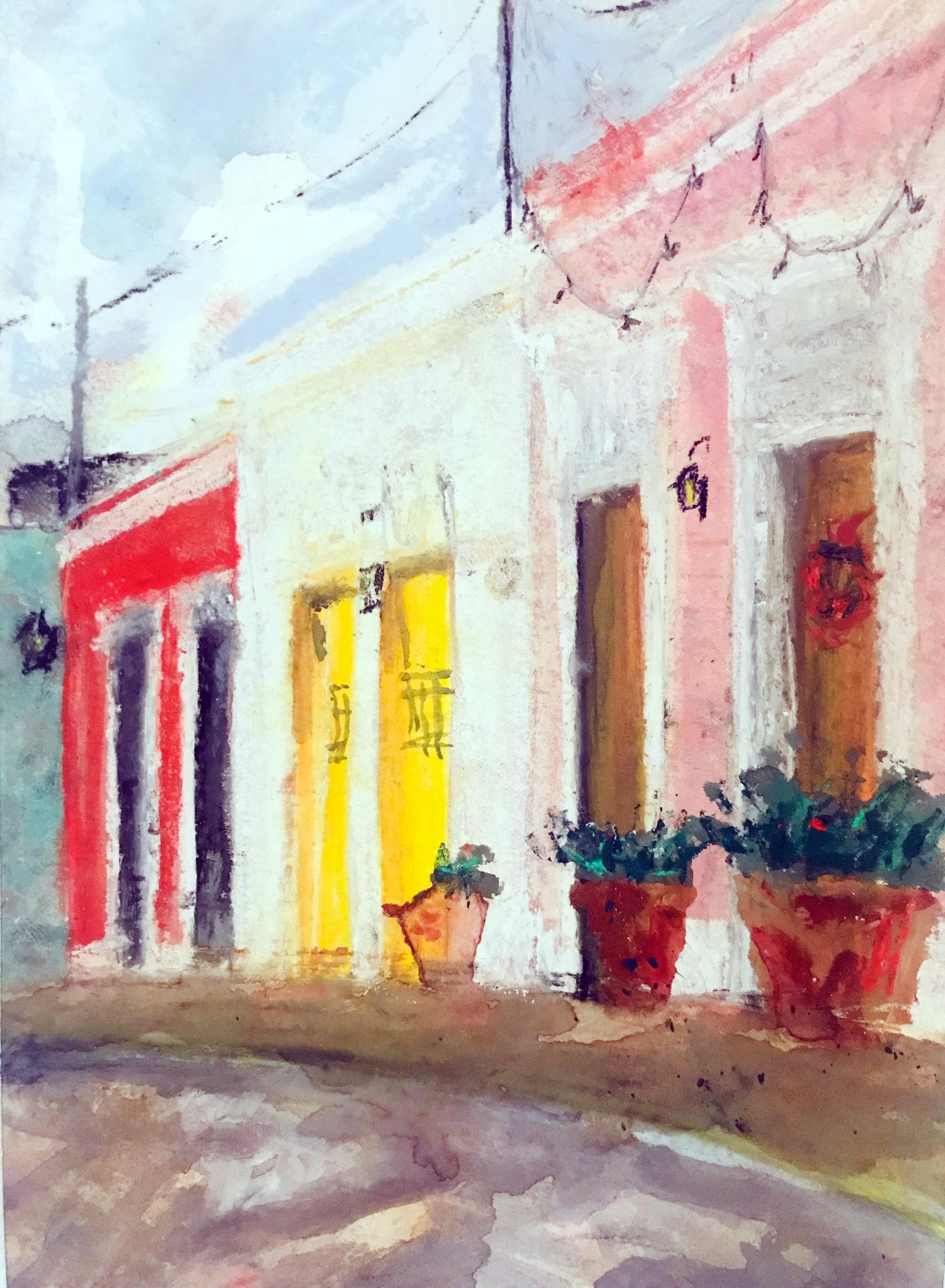 Watercolor scene from Old San Juan, Puerto Rico