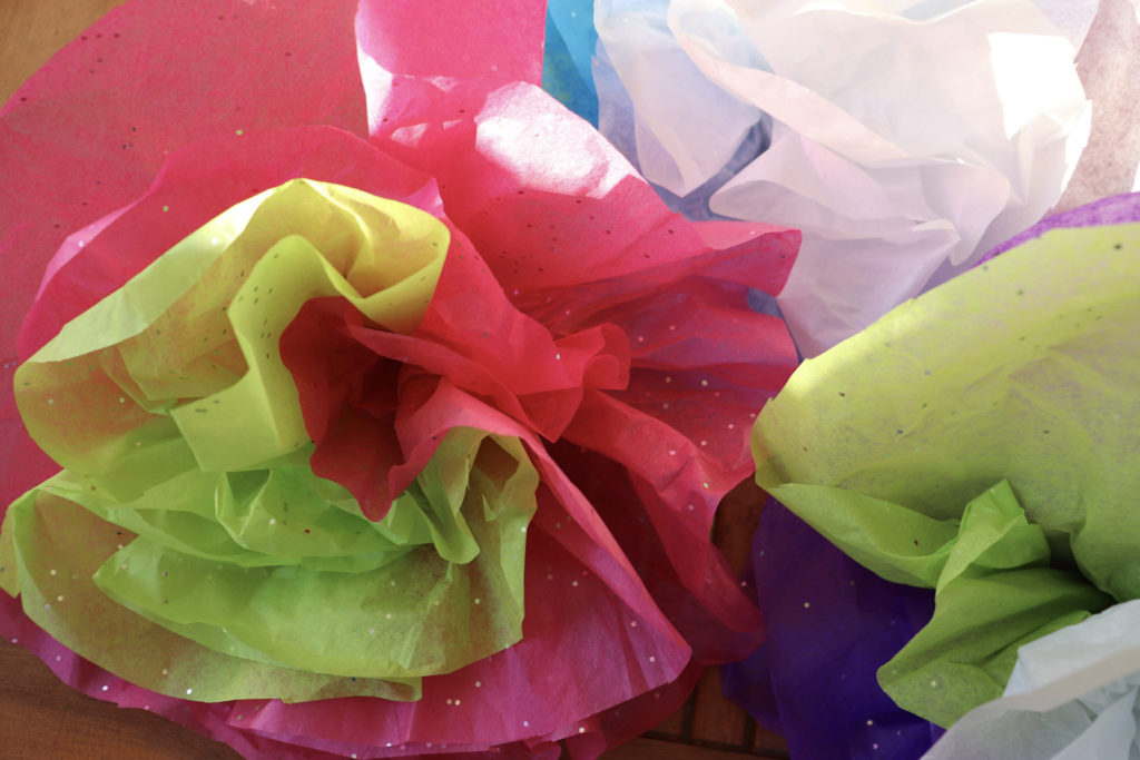 How to Make Flowers Out of Tissue Paper, Tissue Paper Craft, Tissue Paper Crafts, Giant Flowers out of Tissue Paper, Charlotte Artist, Birthday Party Craft Ideas
